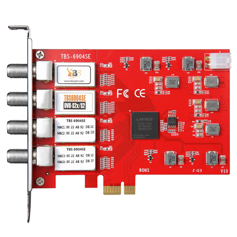 DVB-S2X/-S Quad-Tuner, PCIe Satellite-TV-Card, TBS-6904 SE